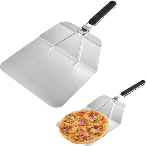 Pizza Lifter Stainless Steel Pizza Peel Cake Lifter with Folding Handle Cake Transfer Spatula Cheese Cutter Serving Tray