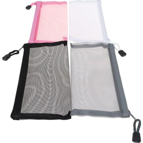 Simple Transparent Mesh Pencil Case Office Student Pencil Cases Nylon Kalem Kutusu School Supplies Pen Box Astuccio Scuola