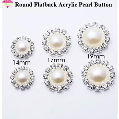 RESEN Top!10pcs/lot 14//17/19mm Mix Size Round Flatback Acrylic Pearl Buttons Crystal Rhinestone Sparkly Ribbon Bow Accessories