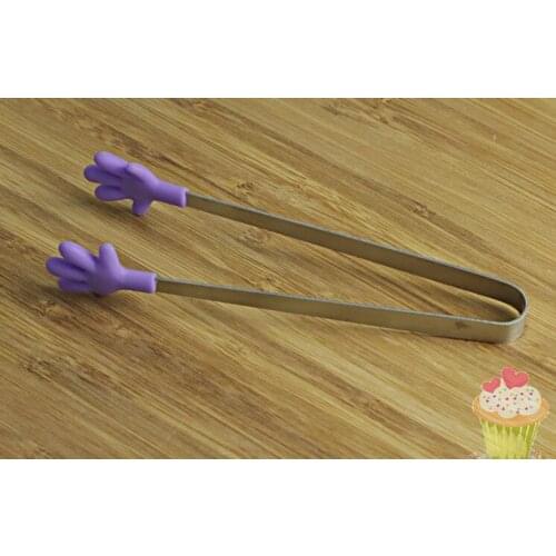 1PC Stainless Steel Silicone Tongs For Barbecue Party Bar BBQ Clip Bread Food Ice Clamp Ice Tong Kitchen Tool Accessories NE 005