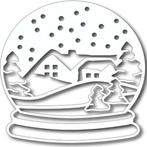 Snowglobe Scene New Metal Cutting Dies for DIY Scrapbooking Album Decorative Embossing Handmade Paper Cards Gift