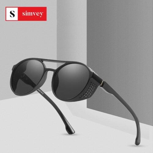 Simvey Steampunk Sunglasses 2020 Brand Designer Women Men Cool Gothic Punk Retro Glasses Goggles Round Sun Glasses UV400