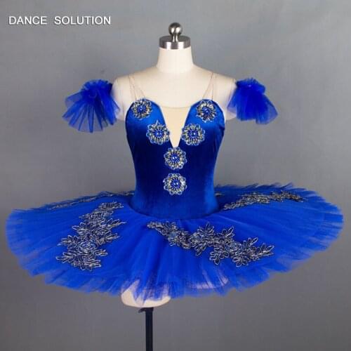 Standrad Size Professional Ballet Dance Costume Royal Blue Velvet Bodice Leotard Dress Classical Tutu BLL024A