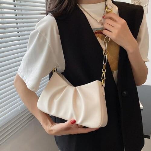 Shoulder Bag Female Baguette Bag Underarm Designer Handbag Purse Cloud Women Bag All-match Chain Fashion 2021 New PU Leather