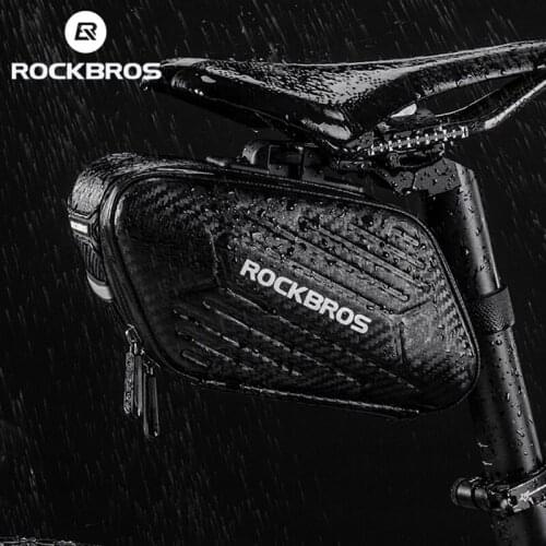 ROCKBROS 1.5L Hard Shell Bike Bag Rainproof Reflective MTB Bicycle Bag Cycling Portable Hang Light Saddle Seatpost Rear Panniers