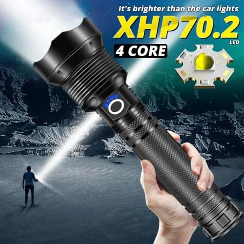 Super Bright Xhp70.2 Led Flashlight Zoom Tactical Flashlight 3 Modes Waterproof Handheld USB Torch Lamp P70 Led Flash Light