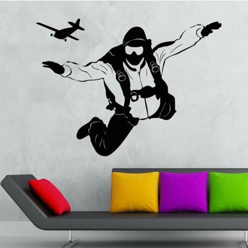 Skydiver Vinyl Wall Decal Skydiving Extreme Sports Room Decor Stickers Interior Home Decoration Self-adhesive Murals S411