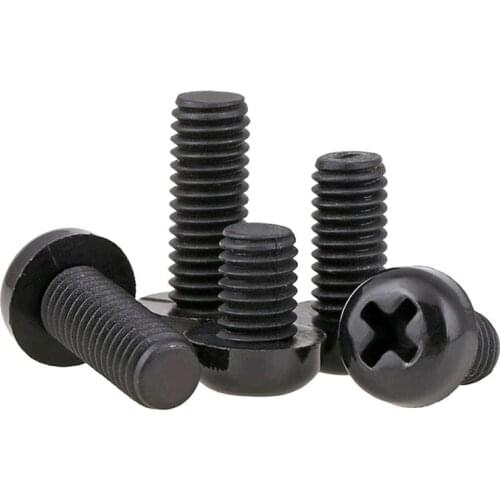 50pcs Nylon Pan Screw M2 M2.5 M3 M4 Black Plastic insulation Phillips Cross Recessed Round Head Machine Screw