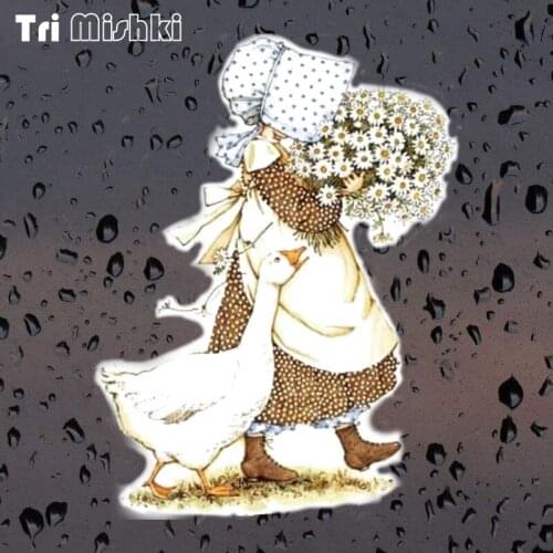 WCS981 Girl and goose car sticker PVC colorful Decals Waterproof sticker on Car Body Rear Window