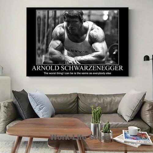 Arnold Schwarzenegger Bodybuilding Motivational Quote Canvas Poster Print Sexy Girl Fitness Wall Art Picture for Gym Decoration