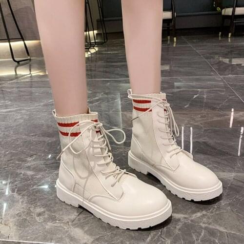 Women Boots Black Sock Boots Women 2020 New Punk Gothic Shoes Ankle Boots Platform Shoes Women White Sock Boots Shoes for Women