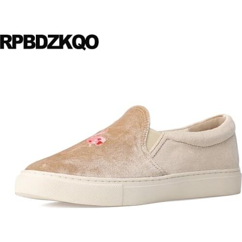 Chinese embroidered shoes trainers flats embroidery china women flamingo ladies round toe sneakers comfy velvet slip on casual