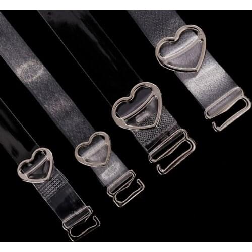 Women Adjustable Invisible Clear Bra Shoulder Strap Belt Heart Shape Buckle 1cm