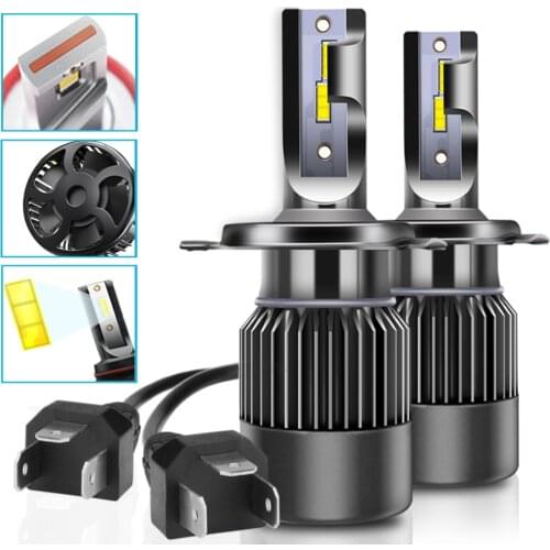 Led Headlight H4 Car Auto Fog Lamps 10000LM/Set 100W Imported Bulbs 6000K White Low High Beam Extra Bright Lights 12V with Fan
