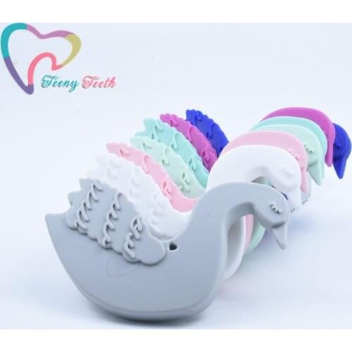 2 PCS Swan Silicone Teethers Rodent Infant Necklace Bracelet Mordedor Baby Gift Animal Swan Pendant DIY Pacifier Chain Toy BPA