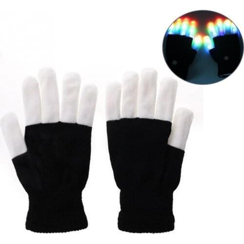 200pair Flashing Fingertip Light 7 Mode LED Gloves Mittens Costumes Rave Party Skating Riding Party Accessory DHL