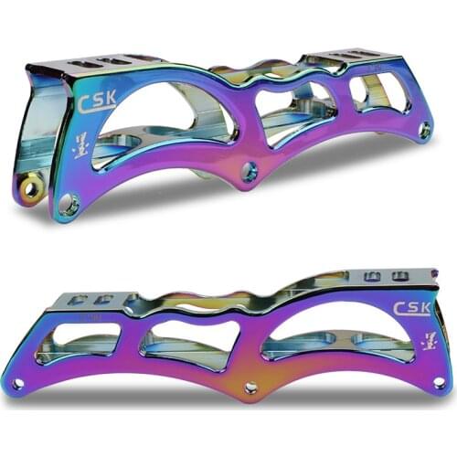 3 wheels speed base electroplating mirror effect alloy CNC rainbow adults kids 165mm inline speed skates frame 110mm 100mm 90mm