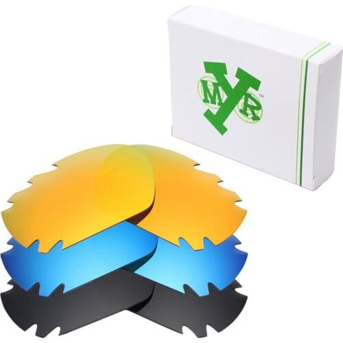 3 Pairs Mryok POLARIZED Replacement Lenses for Oakley Jawbone Vented Sunglasses Stealth Black & Ice Blue & Fire Red