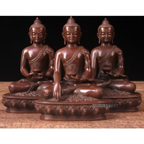 3Pcs Buddhism Nepal Thailand Tibet temple home high grade SAN BAO FO Buddha Sakyamuni Amitayus Medicine Buddha statue HOME bless