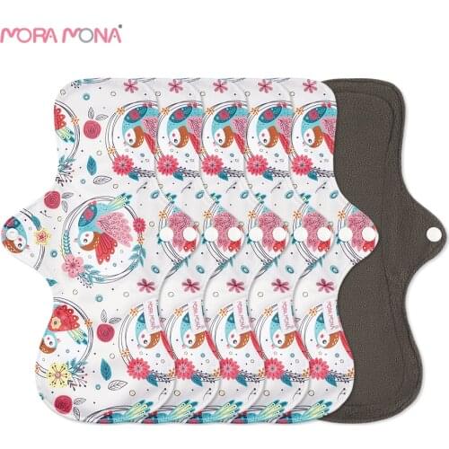 Mora Mona 5 Pcs/Set Reusable Sanitary Pads Bamboo Charcoal Washable Waterproof Menstrual Pads ladies Sanitary Pads