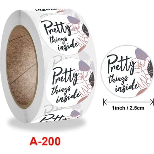 500pcs/roll "Pretty thing inside"stickers with Gold foil rose Seal Labels for Envelope thank you sticker Cute stationery sticker