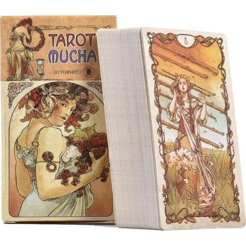 78pcs English Tarot Mucha Tarot Cards Deck Funny Family Friend Desk Board Game Playing Game Cards Party Games Gifts
