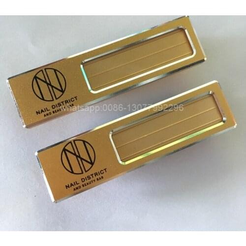 80pcs 7.5*2CM custom company staff name badge aluminium alloy reusable name tag ID badge pin with UV printing