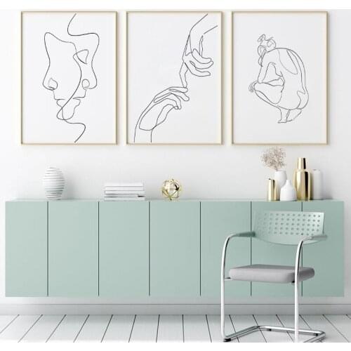 Abstract Line Canvas Painting Black White Wall Art Minimalist Print Nordic Poster Woman Body Picture Modern Living Room Decor