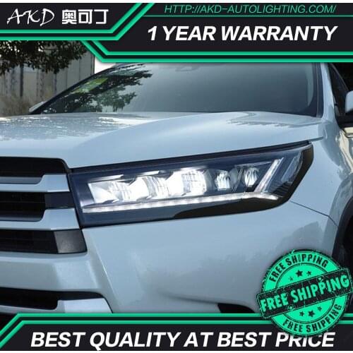 AKD Car Styling Head Lamp for Highlander Headlights 2018-2020 New Kluger LED Headlight DRL Animation Blue Auto Accessories