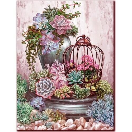 5D DIY Full Drill Diamond Painting Succulent Plant Flower Cactus Diamond Mosaic Embroidery Cross Stitch Kits Art Home Decoration