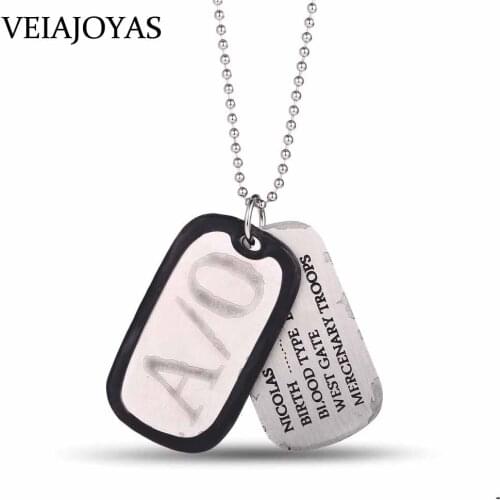 Anime GANGSTA Necklace Nicolas S0 A0 S5 Dog Tag Stainless Steel Bead Chain Pendant Necklaces Men Key Chains Jewelry Accessories
