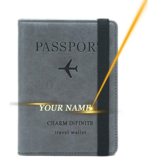 Free Engraved Passport Cover Travel Wallet Passport Holder Mens Bank Card Holder Case Women Credit ID Document Customized