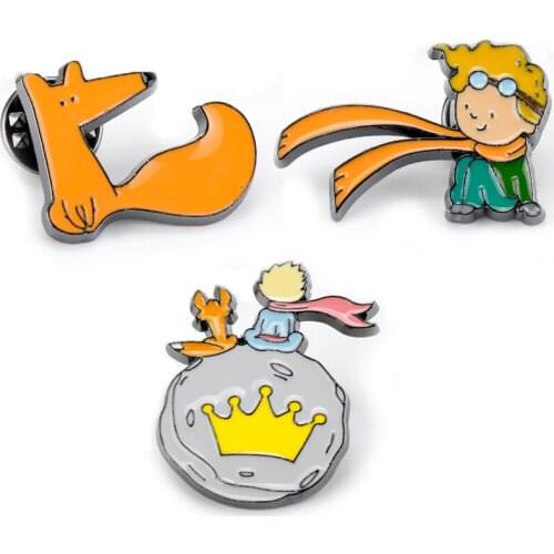 Le Petit The little Prince Brooch Cute Fox Rose Crown Cartoon Enamel Pins For Clothes Backpack Brooch Personality Pin jewelry