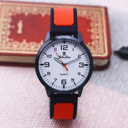 New Fashion Men Boys Sports Silicone Strap Quartz Wristwatch Young People Cool Contrast Color High Quality Waterproof Watches