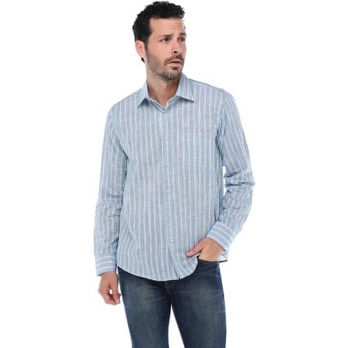 Varetta Mens Cotton Linen Blue Long Sleeve Turn-Down Collar Male Shirts Hawaiian Shirt Camisa Masculina New Sexy Regular Fit Men Clothes New Arrival Button Pocket Shirts XXS-XL Camisas Hombre Loose Baggy Casual