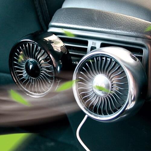 Hot Sale 12V Electric Car Fan 360 Degree Rotatable 2 Speed Dual Head Car Auto Cooling Air Circulator Fan for Van SUV RV Auto