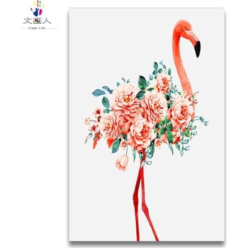 Flamingo series painting drawing coloring pictures by numbers animals birds with paint colors for gir for living room decor