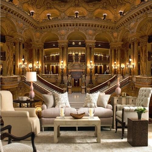 Photo wallpaper 3D European Palace Mural Painting Paris Opera House Custom Mural Living Room TV Background Wall Lobby Wallpaper