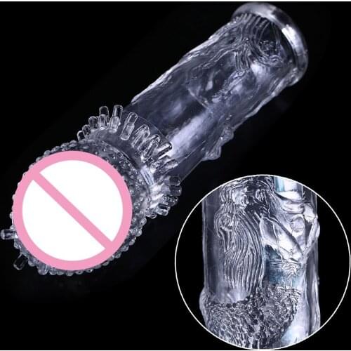 Crystal Penis Extender Vibrating Sleeve Ring Dildo Spike Cock Ring Special Condoms Male Sex Product