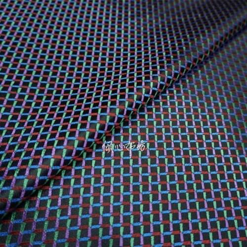 Chinese Classics Brocade jacquard Colored diamond Satin silk fabric Satin de soie Satén шелк hanfu cloth DIY patchworkbag