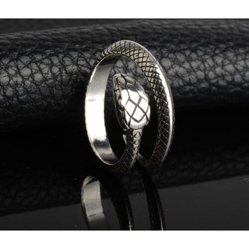Snake Rings Black Silver Color Metal Punk Open Adjustable Design Animal Exaggerated Finger Ring for Women Men Party Jewelry Gift