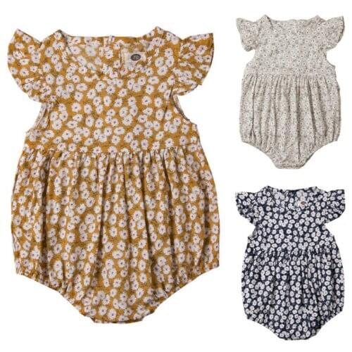 Newborn Baby Girls Flowers Romper Jumpsuit Outfits Clothes Sunsuit AU