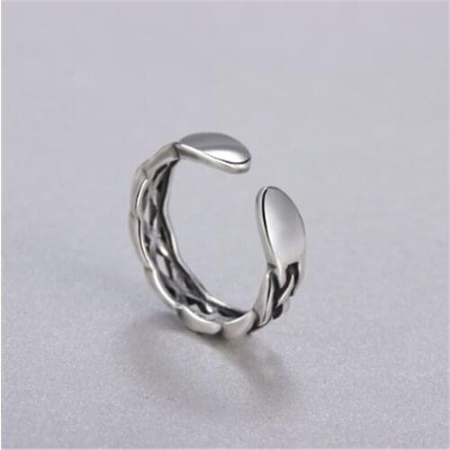 Korean version of the personality fashion popular retro wild open female models silver plated rings SA087