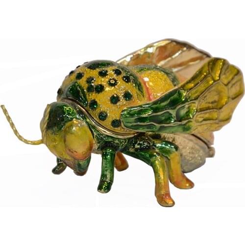 Green bee insect and bug jeweled trinket box rhinestone decorative ornament fashion metal jewelry Rings Box Earring/Pendant Box