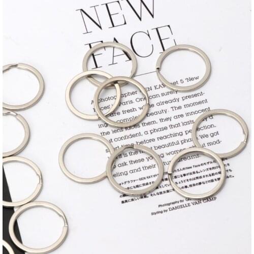 32CE 50Pcs 1 Inch Round Flat Key Chain Ring Split Ring Dog Tag Keys Organizer Holder