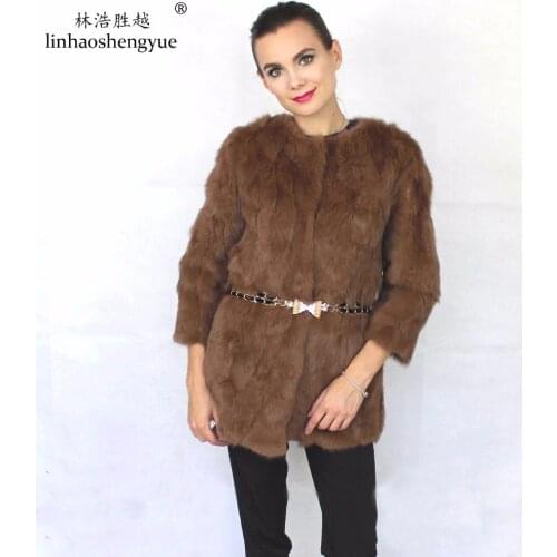 Linhaoshengyue 80CM long real natural fur coat