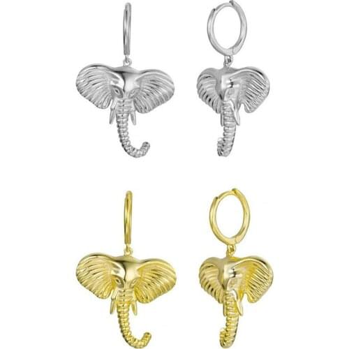 Lozoya 925 Sterling Silver Gold Big Elephant Drop Earring Dangle Charm 2020 Statement Women Party Rock Punk Jewelry