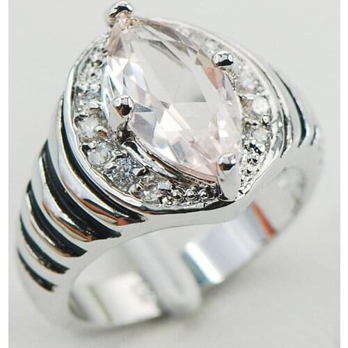 Morganite Fashion Women 925 Sterling Silver Ring F951 Size 6 7 8 9 10