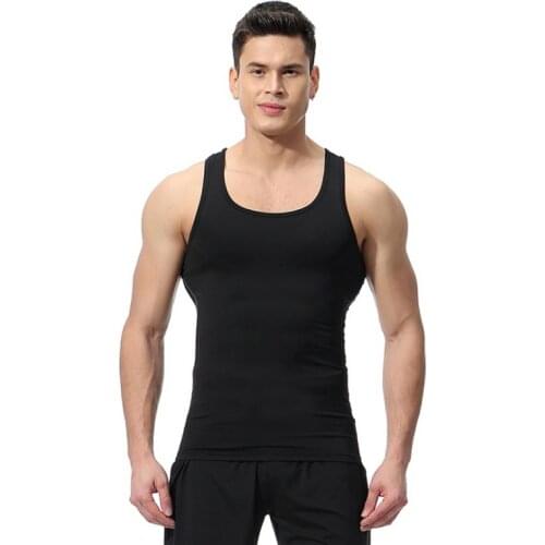 Professional Men Sports Running Vest Compression Workout Training Tight Tank Tops Quick Dry Gym Sleeveless Fitness Shirt Black