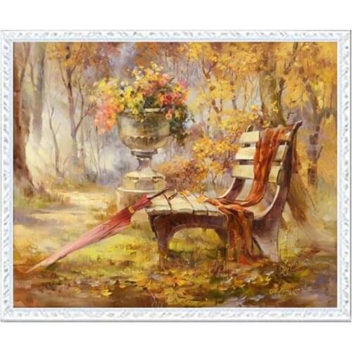 Needlework DIY 14CT unprinted Cross stitch kits For Embroidery Autumn At The Park Counted Cross-Stitching embroidered crafts